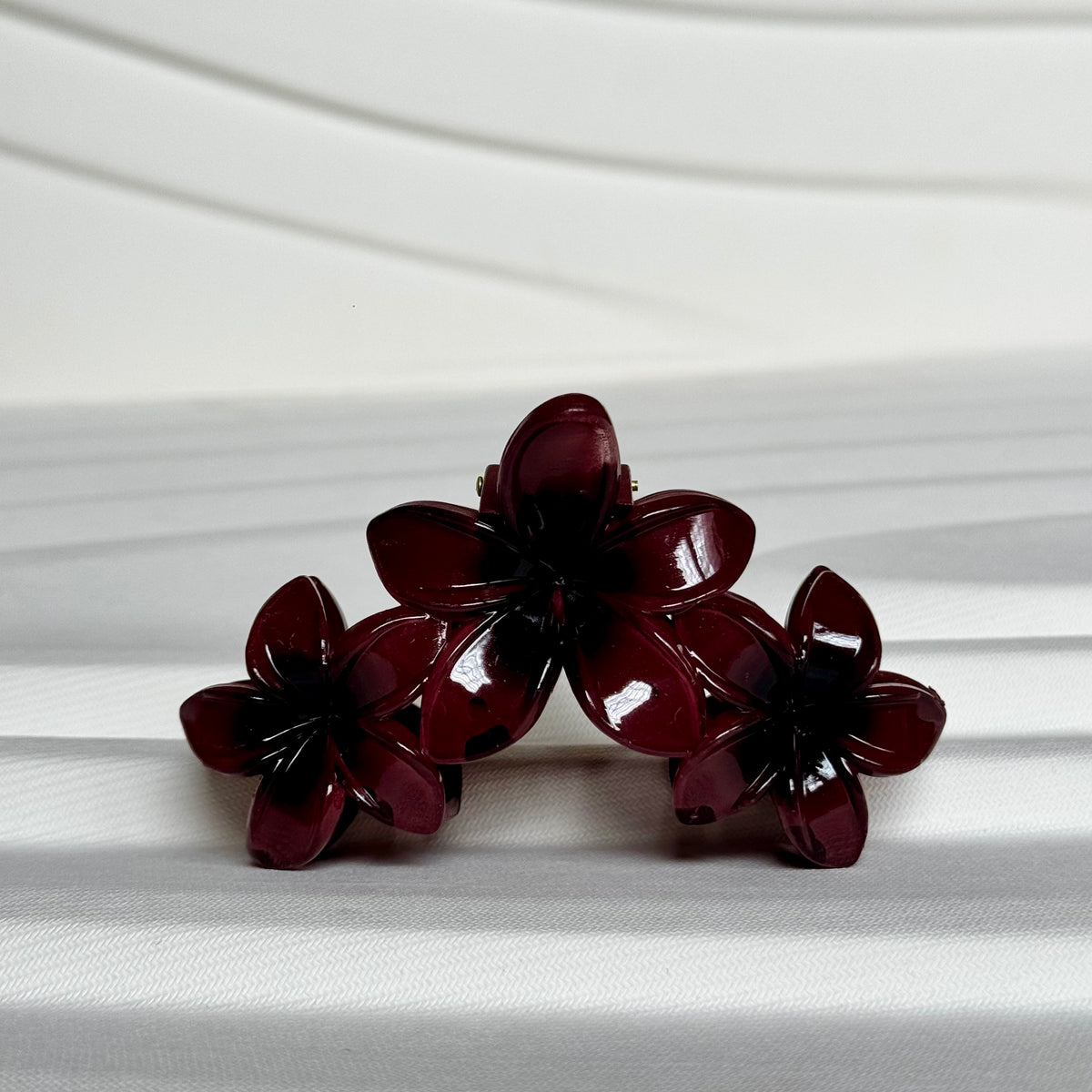 Maroon Flower Claw Clip
