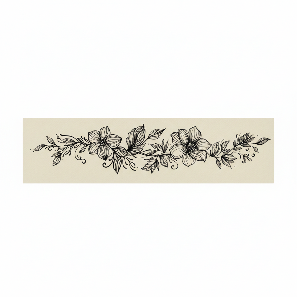 Hibiscus Vine Semi Permanent Tattoo