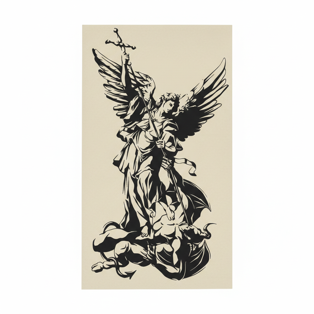 Archangel Michael Semi Permanent Tattoo