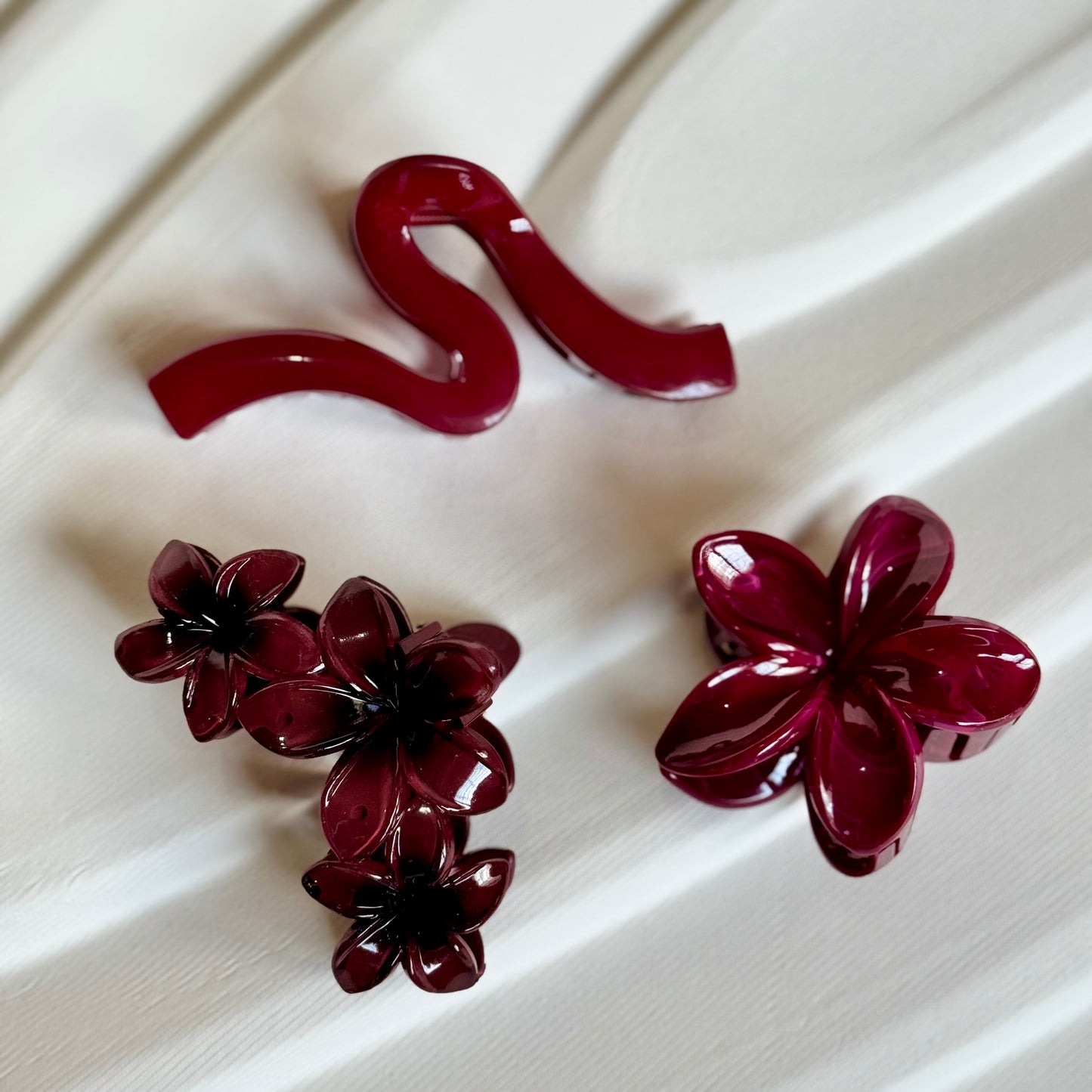 Maroon Flower Claw Clip