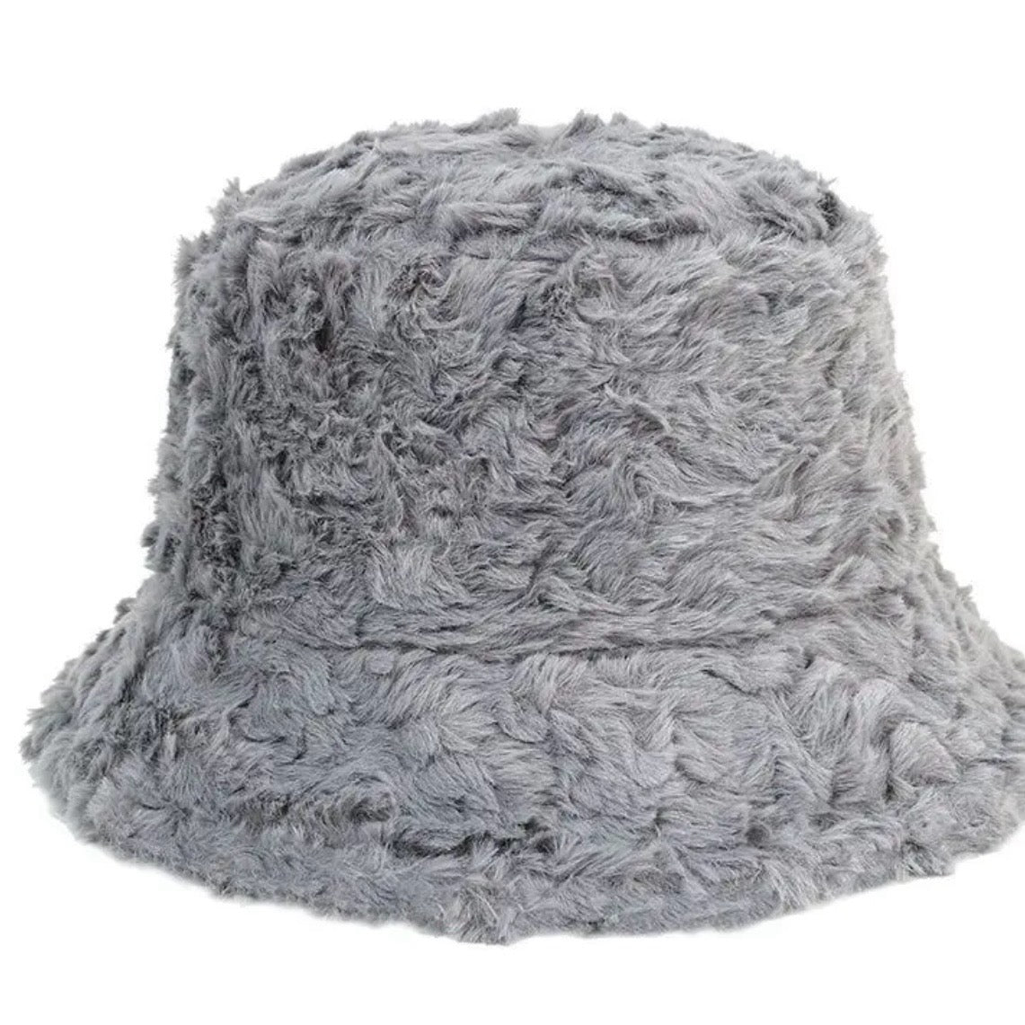 Faux Fur Bucket Hat - Queenlybypinupqueens Grey