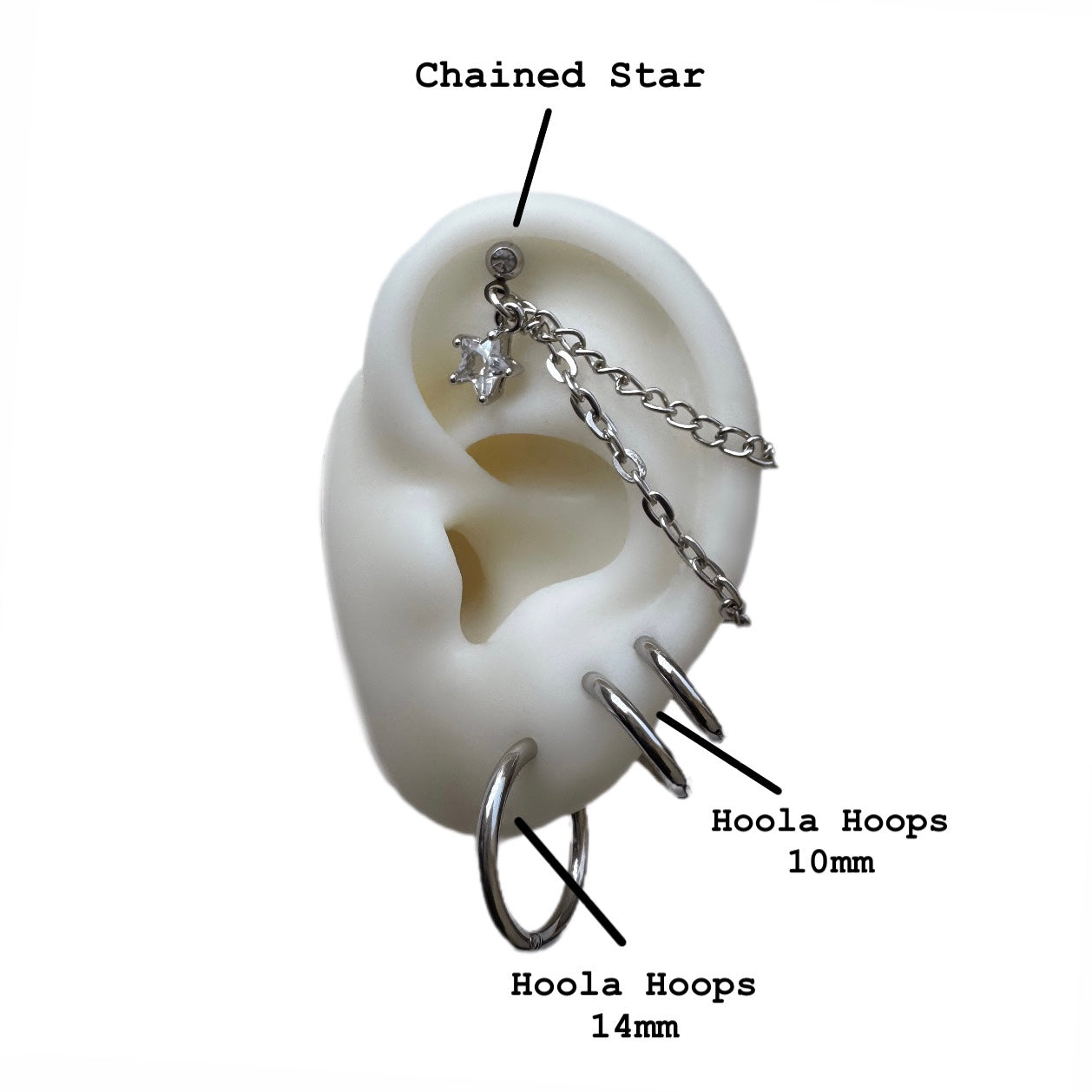 Chained Star Ear Stud