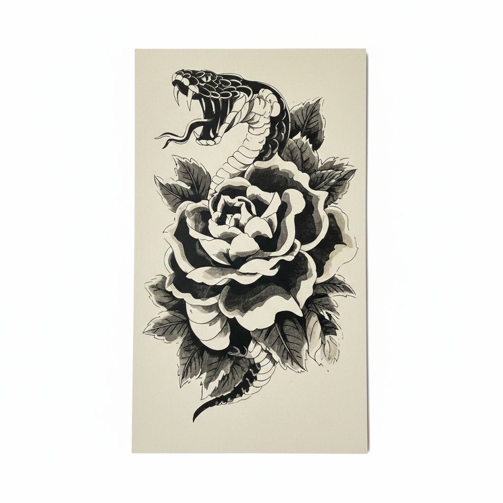 Snake Flower Semi Permanent Tattoo