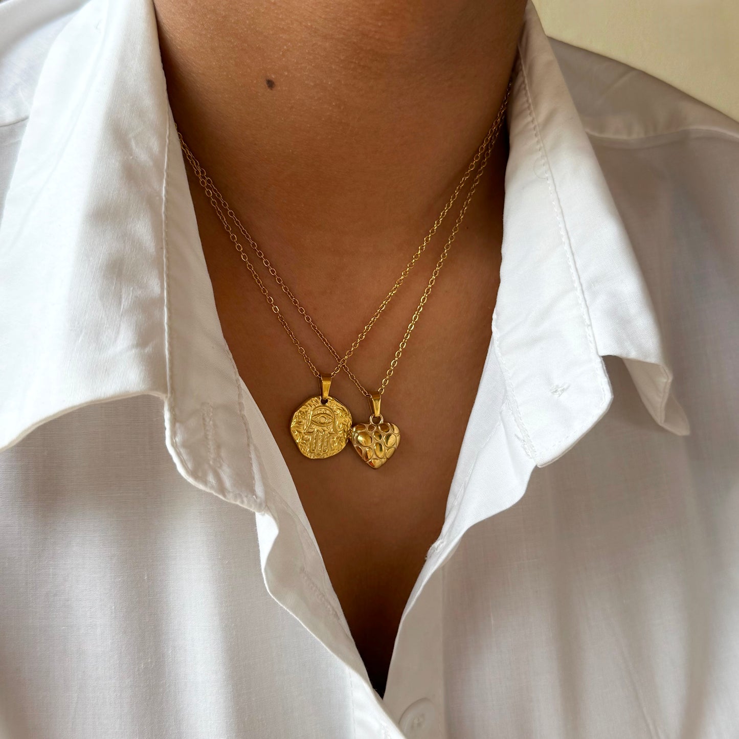 Stoned Heart Necklace-Gold