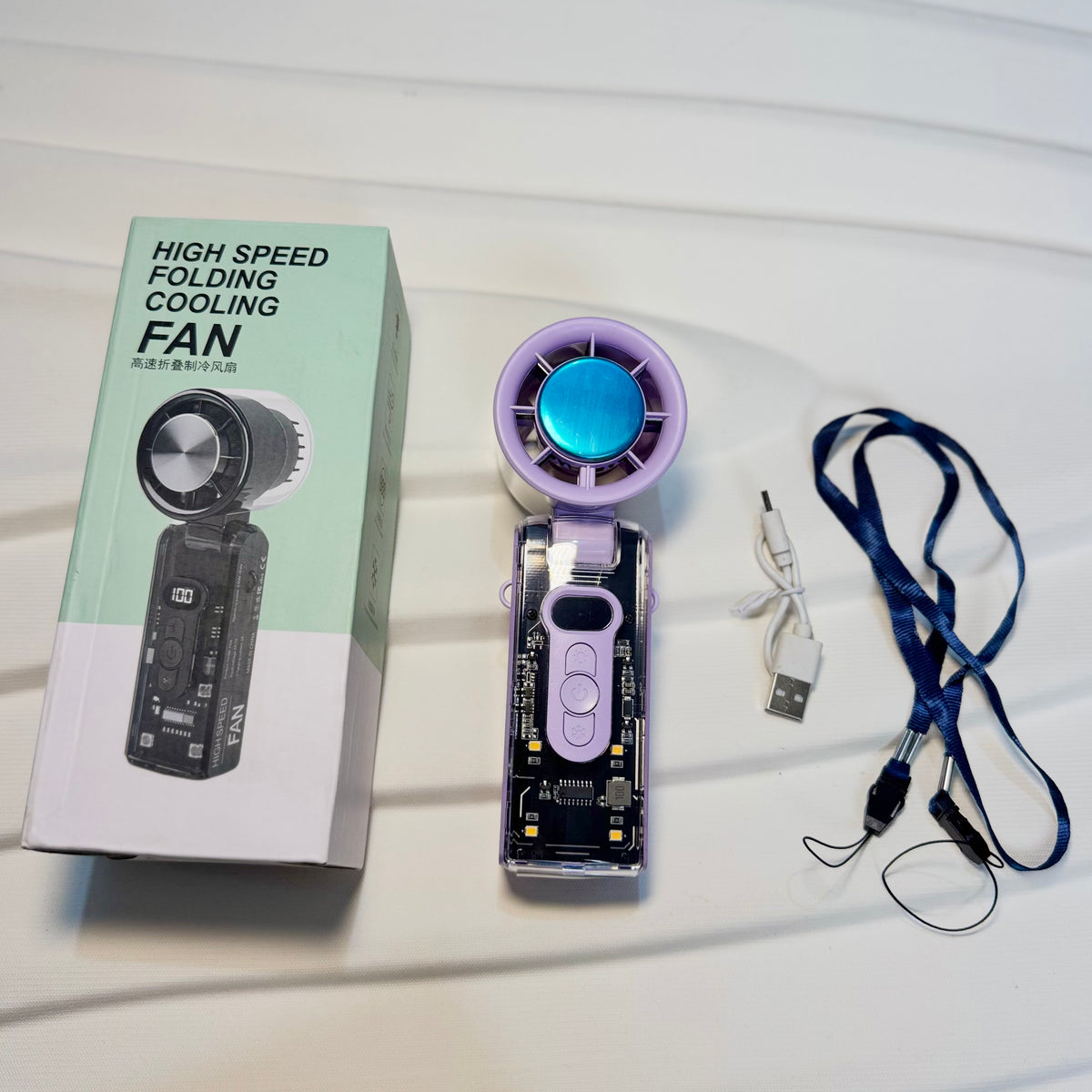 Purple Ice Hand Fan (With Flashlight)