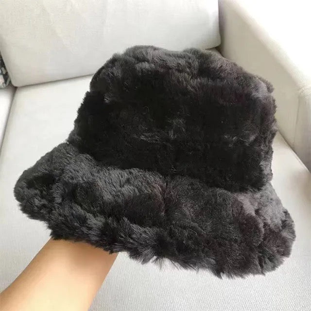 Faux Fur Bucket Hat - Queenlybypinupqueens Black