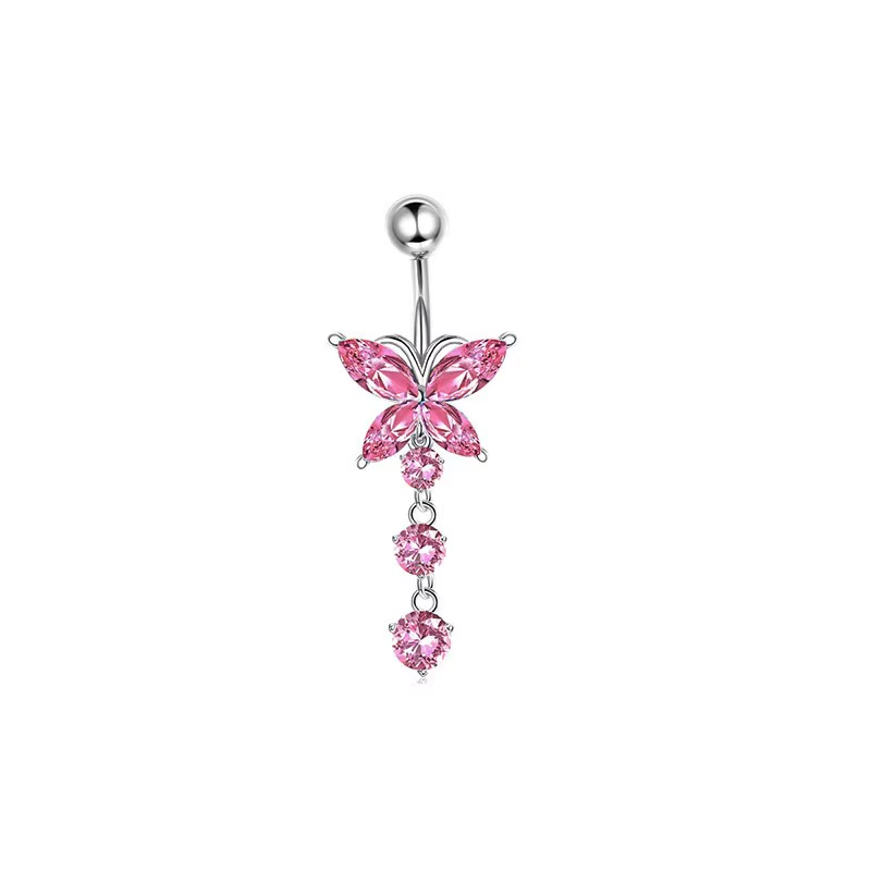 Pink Butterfly Belly Ring