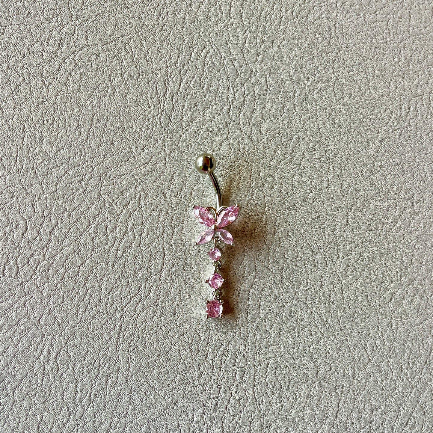 Pink Butterfly Belly Ring