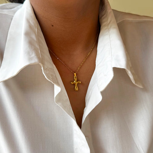 Cross Me Necklace -Gold