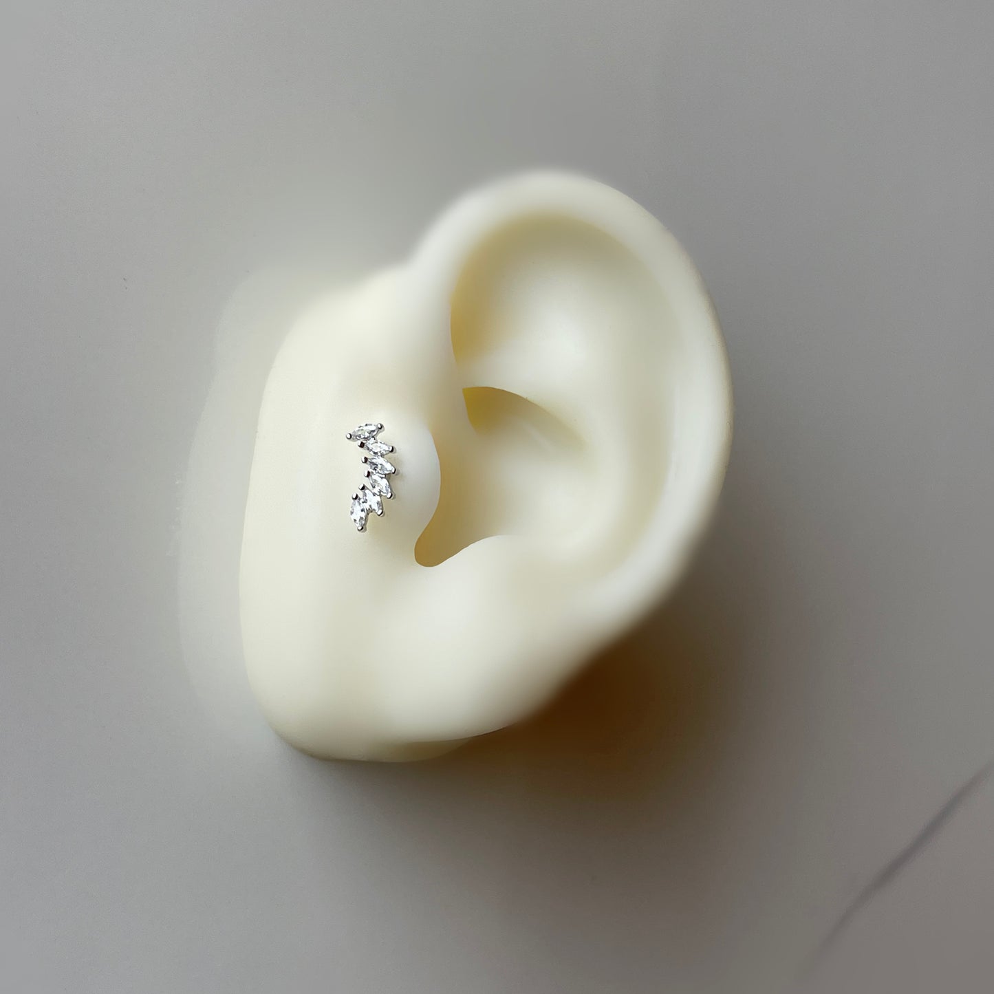 Silver Baguette Ear Stud