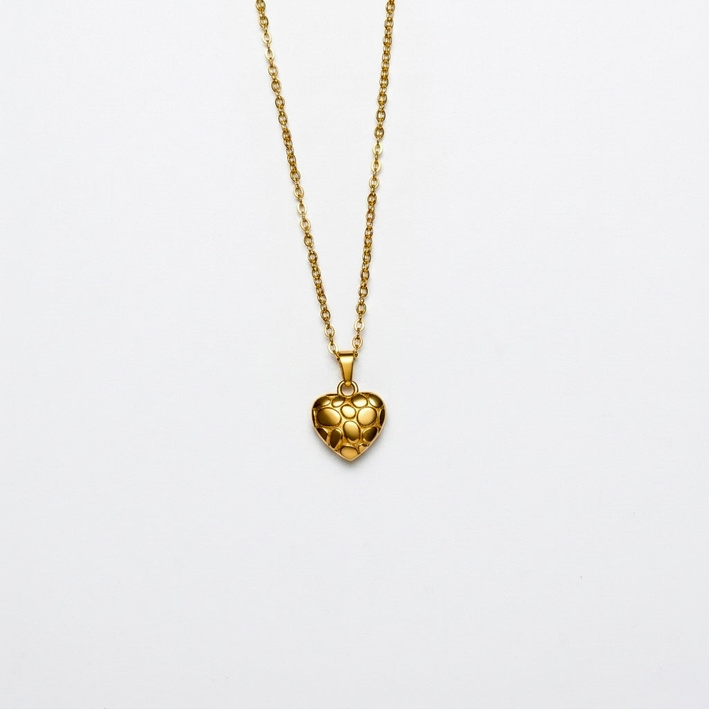 Stoned Heart Necklace-Gold