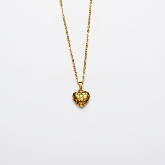Stoned Heart Necklace-Gold