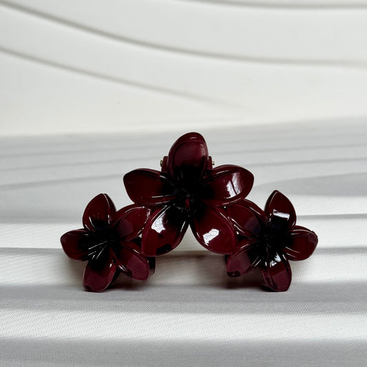 Maroon Flower Claw Clip