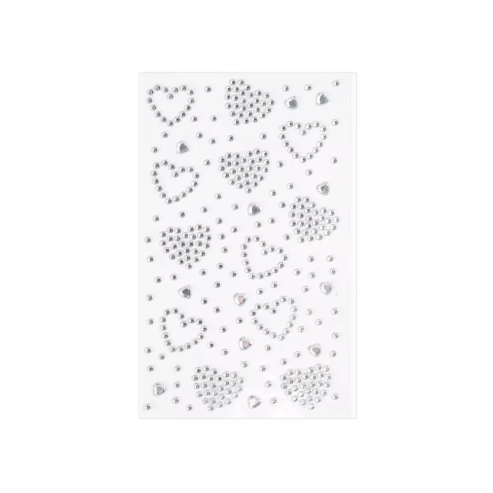 Silver Hearts Face Gems
