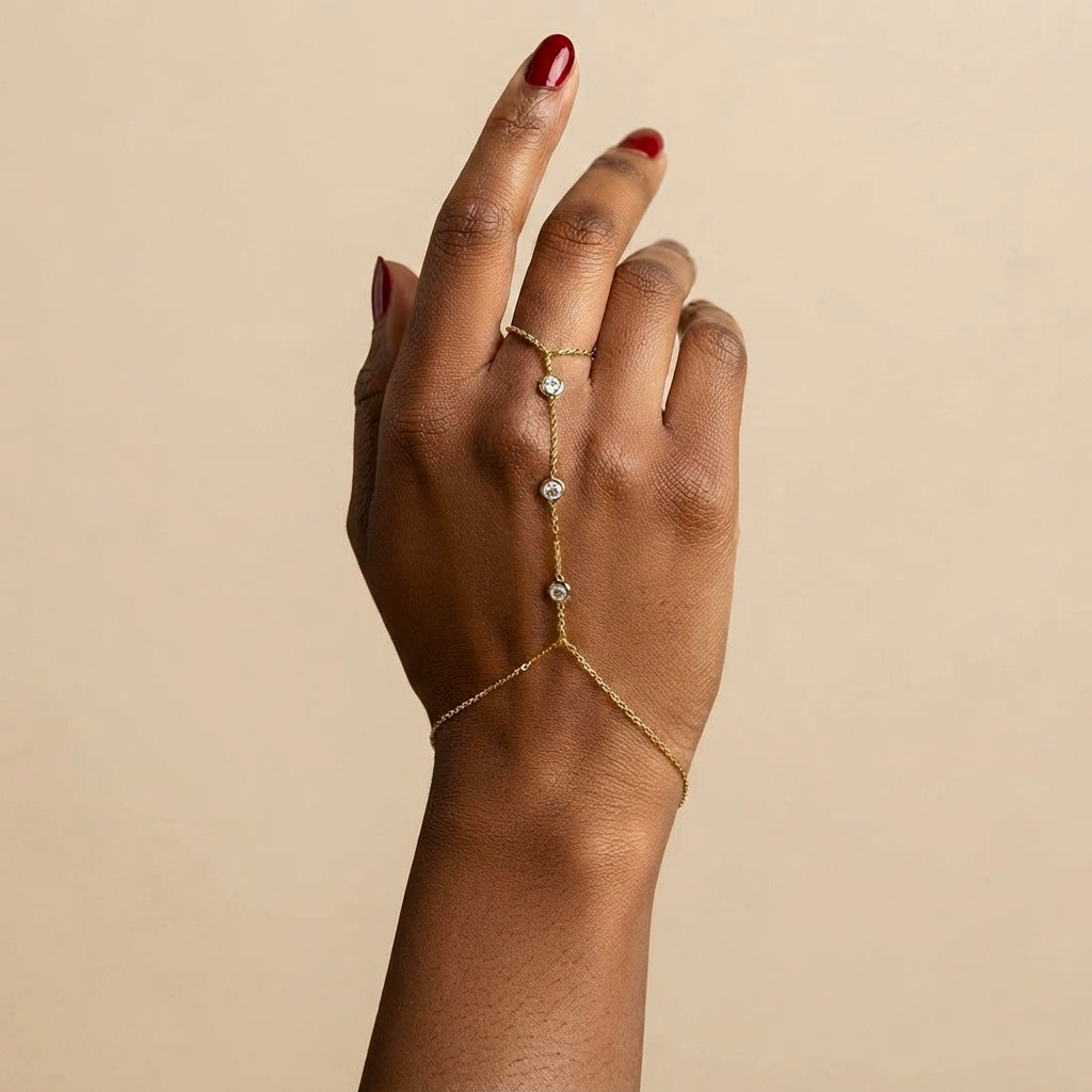 Elodie Gold Hand Chain Bracelet