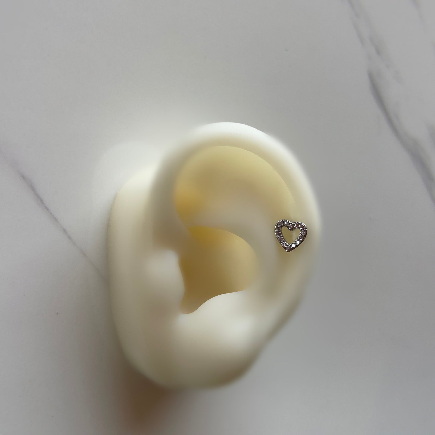 Silver Heart Ear Stud