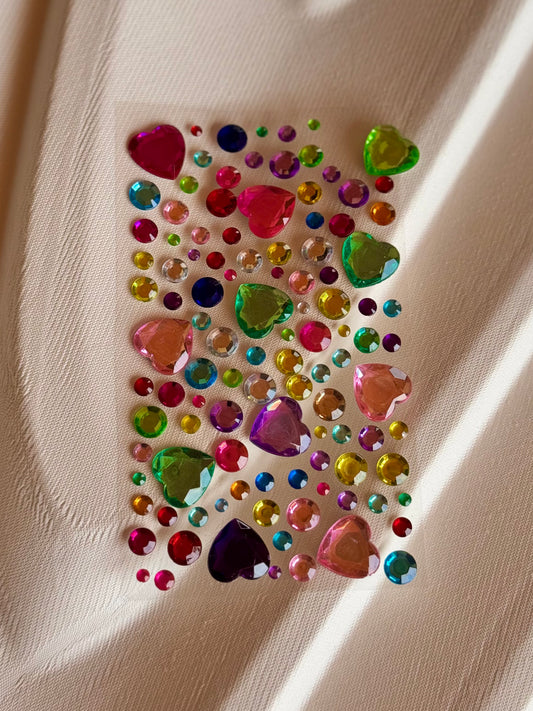 Multicolor Hearts Face Gems