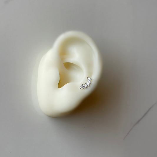 Silver Baguette Ear Stud