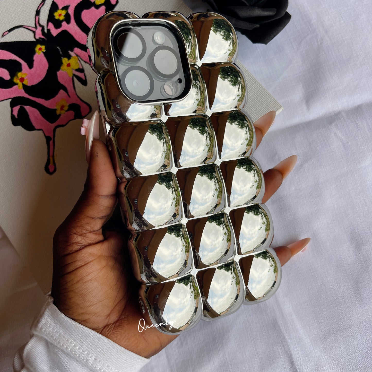 Silver Bubble Phone Case - Queenlybypinupqueens 13 Pro Max