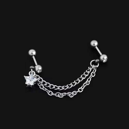 Chained Star Ear Stud