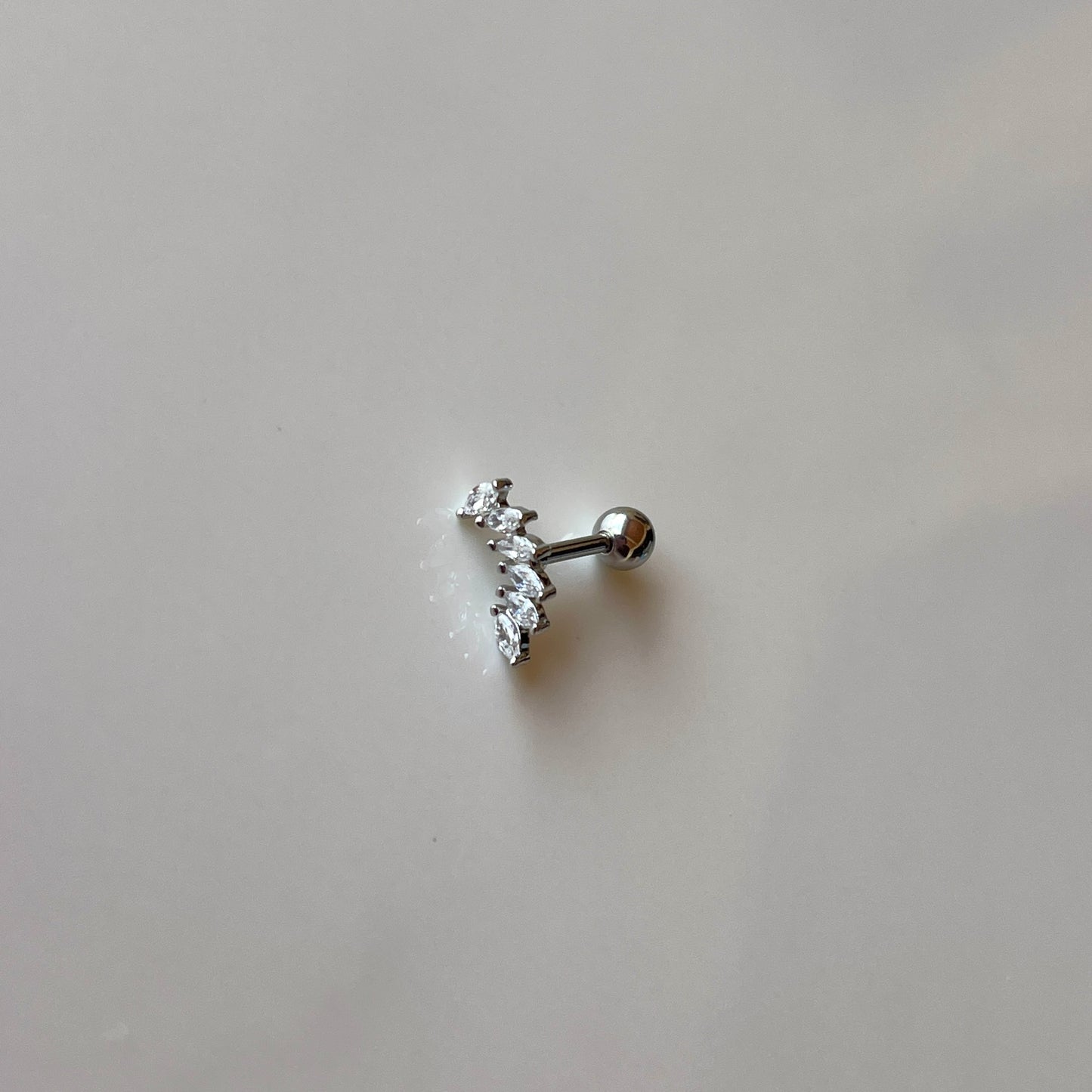 Silver Baguette Ear Stud