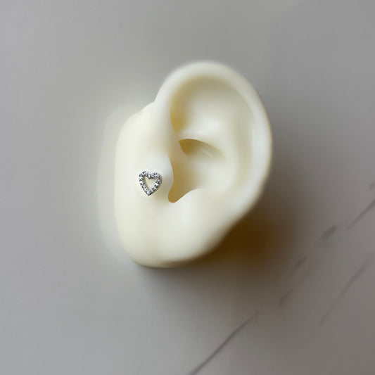 Silver Heart Ear Stud