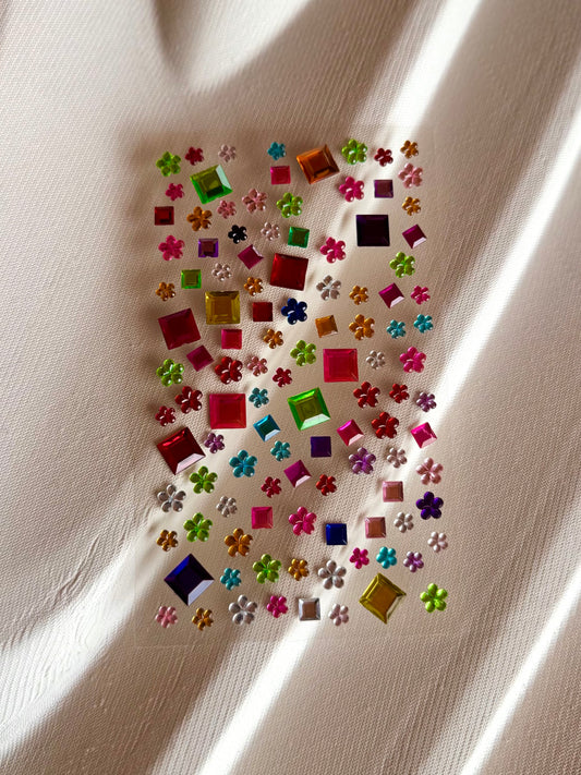 Multicolor Square Face Gems