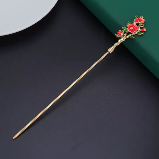Red Flower Hairpin