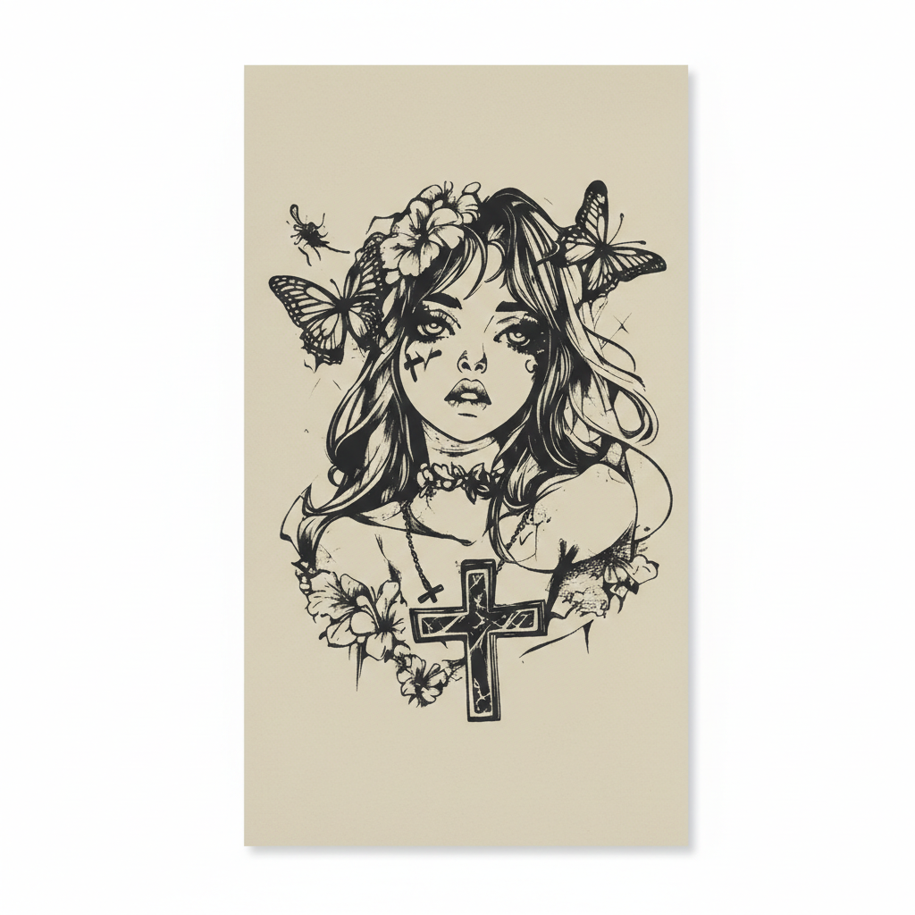 Butterfly Girl Semi Permanent Tattoo