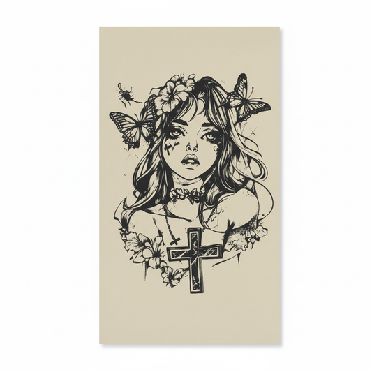 Butterfly Girl Semi Permanent Tattoo