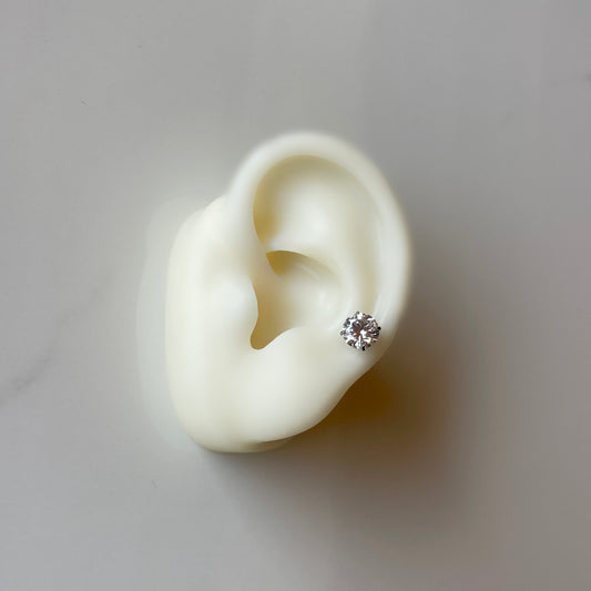 Silver Ice Ear Stud 7mm