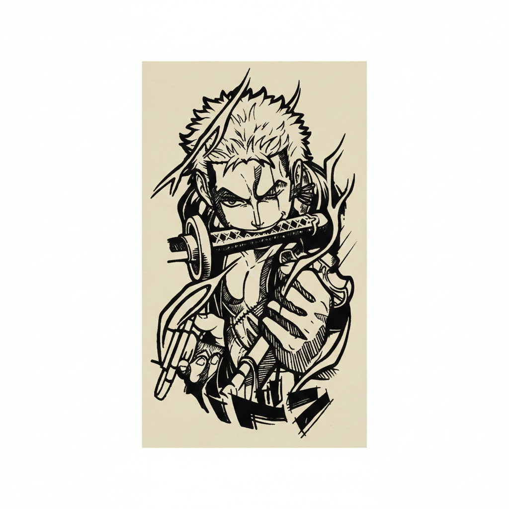 Zoro Anime Semi Permanent Tattoo