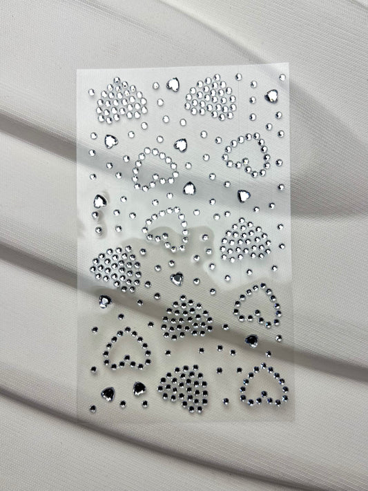 Silver Hearts Face Gems