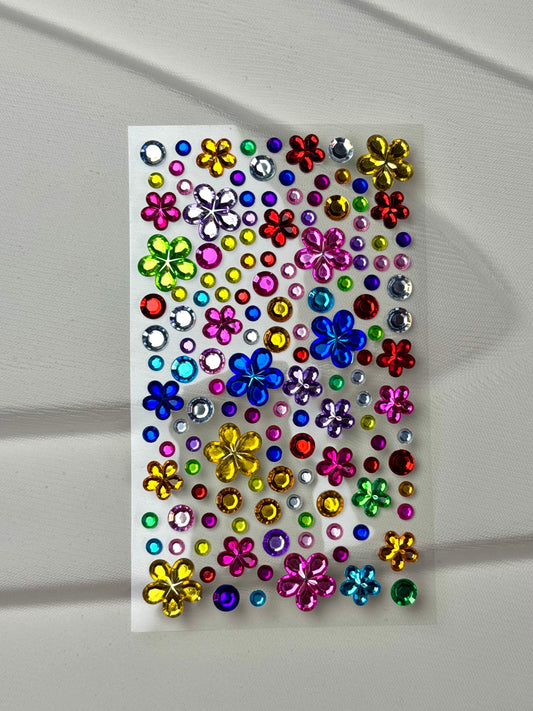 Multicolor Flowers Face Gems