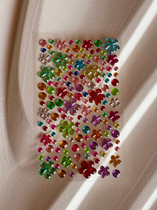 Multicolor Flowers Face Gems