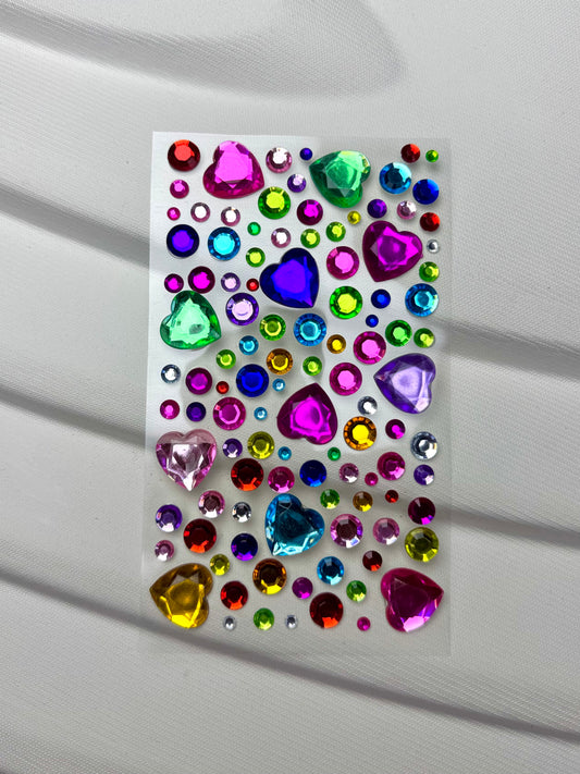 Multicolor Hearts Face Gems