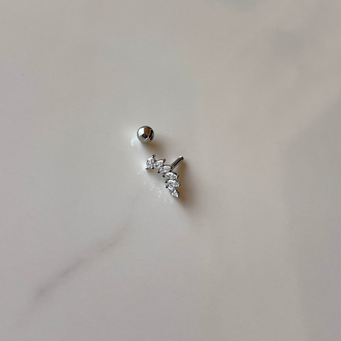 Silver Baguette Ear Stud