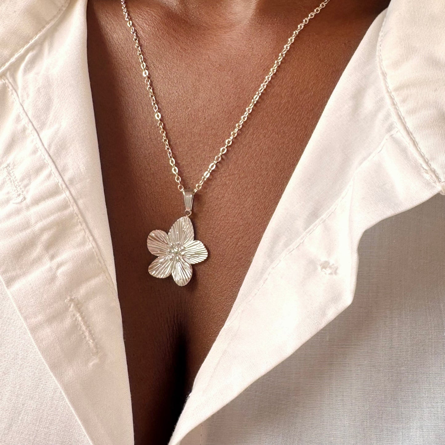 Hibiscus Necklace- Silver