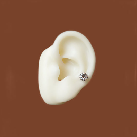 Silver Ice Ear Stud 7mm