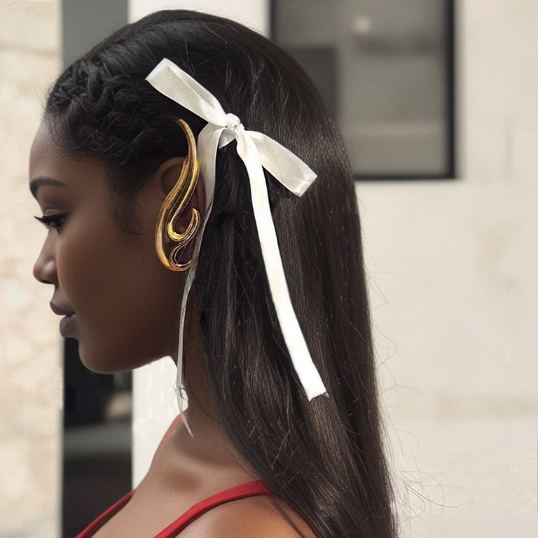 Mini Coquette Hair Bow (Long Tail) - Queenlybypinupqueens White