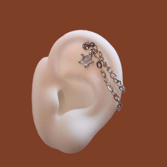 Chained Star Ear Stud