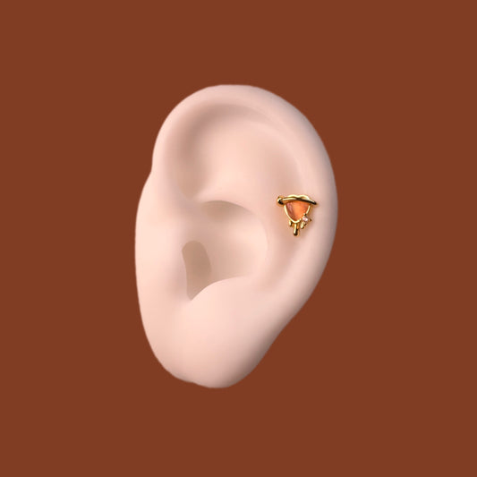 Peachy Heart Ear Stud