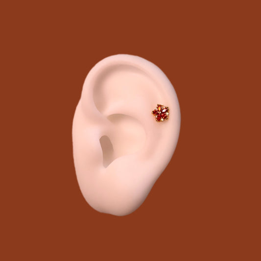 Red Flower Ear Stud