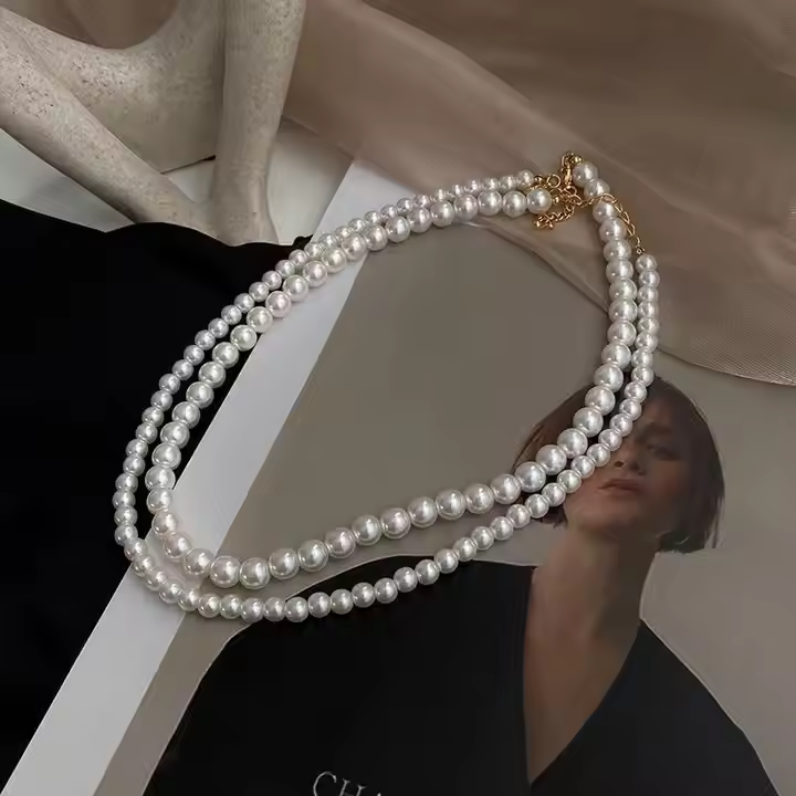 Astrid Double Layered Pearl Necklace - Queenlybypinupqueens Default Title