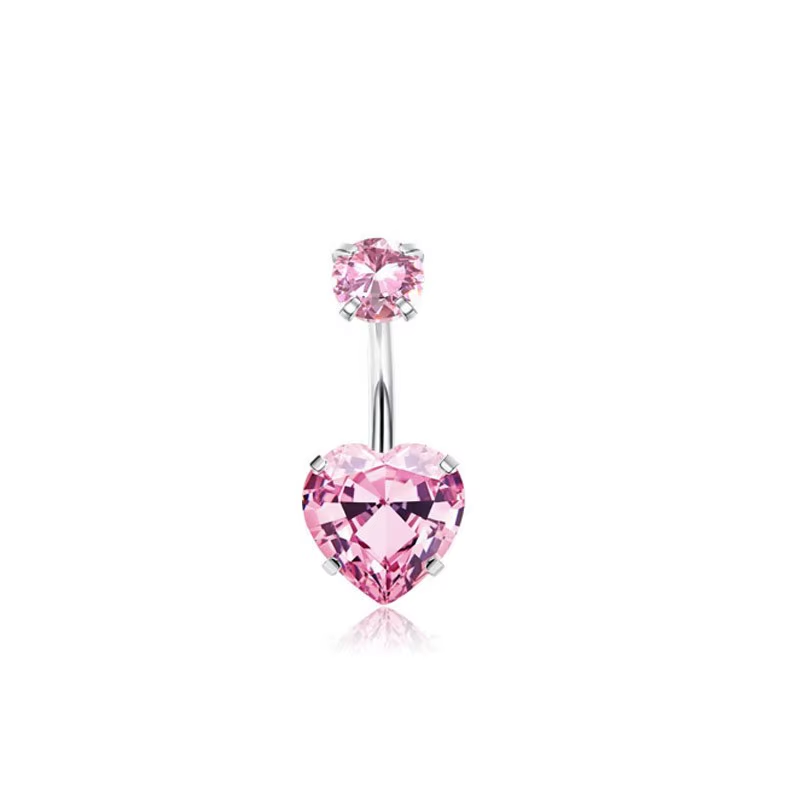 Pink Heart Belly Ring