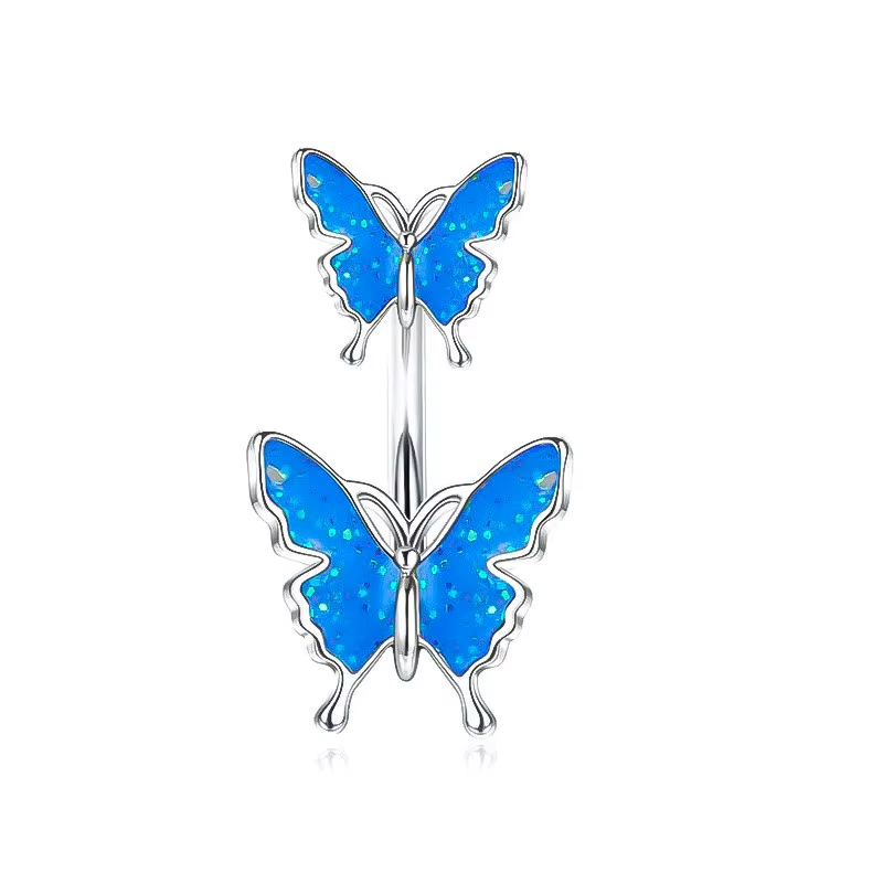 Blue Butterfly Belly Ring